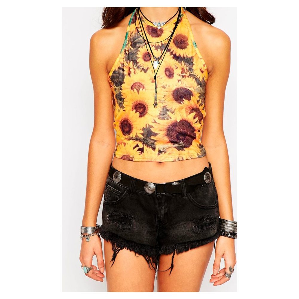 Sunflowers print cropped top  XS